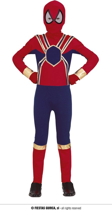 Guirca - Spiderman Kostuum - Spider Trooper Superheld Kind Kostuum - Blauw, Rood - 3 - 4 jaar - Carnavalskleding - Verkleedkleding