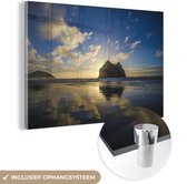 MuchoWow® Glasschilderij 120x80 cm - Schilderij acrylglas - Stranden in het Nationaal park Kahurangi in Oceanië - Foto op glas - Schilderijen