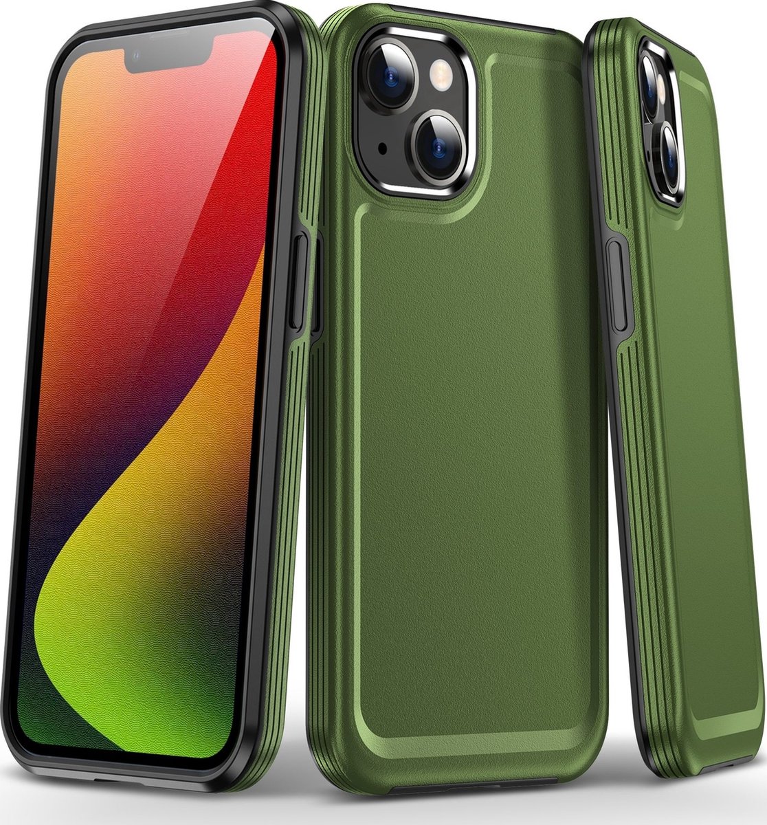 Mobigear Hoesje geschikt voor Apple iPhone 15 Plus Telefoonhoesje Hardcase | Mobigear Slim Armor Backcover Shockproof | Schokbestendig iPhone 15 Plus Telefoonhoesje | Anti Shock Proof - Groen