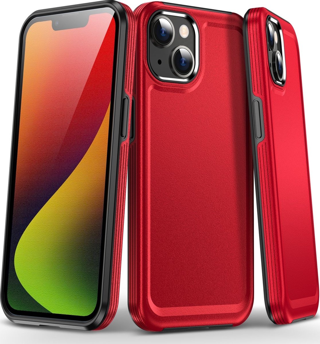Mobigear Hoesje geschikt voor Apple iPhone 15 Plus Telefoonhoesje Hardcase | Mobigear Slim Armor Backcover Shockproof | Schokbestendig iPhone 15 Plus Telefoonhoesje | Anti Shock Proof - Rood