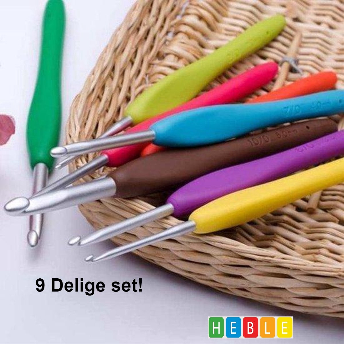 *** Haaknaalden 9 delig maten 2 mm tot 6 mm zijn totaal 14 cm lang - van Heble® ***
