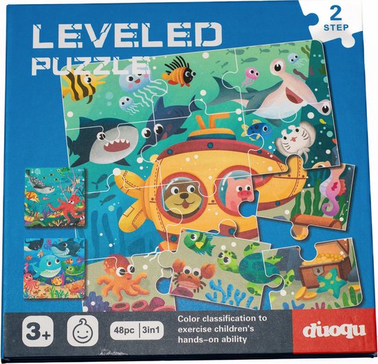 Magnetisch Puzzelboekje Zeedieren - 3-in-1 Puzzelboekje - Kinderpuzzel - 3 jaar of ouder - Zeedieren - Puzzelniveau 2 - 48 puzzelstukjes