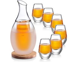 Sake Set glazen, Japanse sake set 250 ml met 6 Sake Cup shotglazen set voor warmers of koude Japan Soju Liquor met Stone Coaster