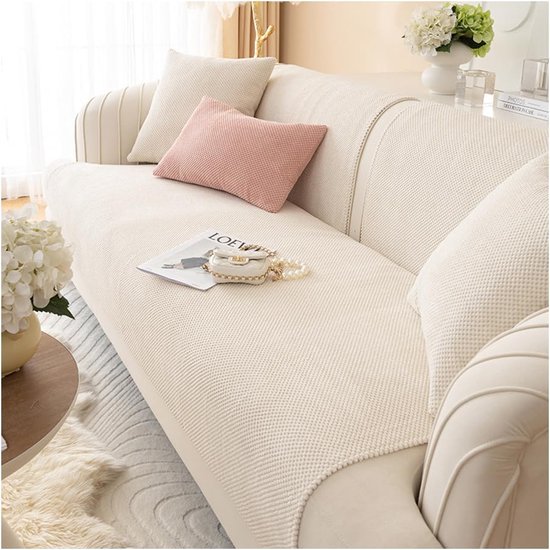 Sofa Cover L Shape Corner Sofa Cover 2/3/4-Seater Sofa Protector Non-Slip Couch Throw Blanket Sofa Protection Cat/Dogs (Beige, 70 x 150 cm)