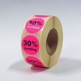 30% Korting stickers op rol - 1000 per rol - 35mm roze