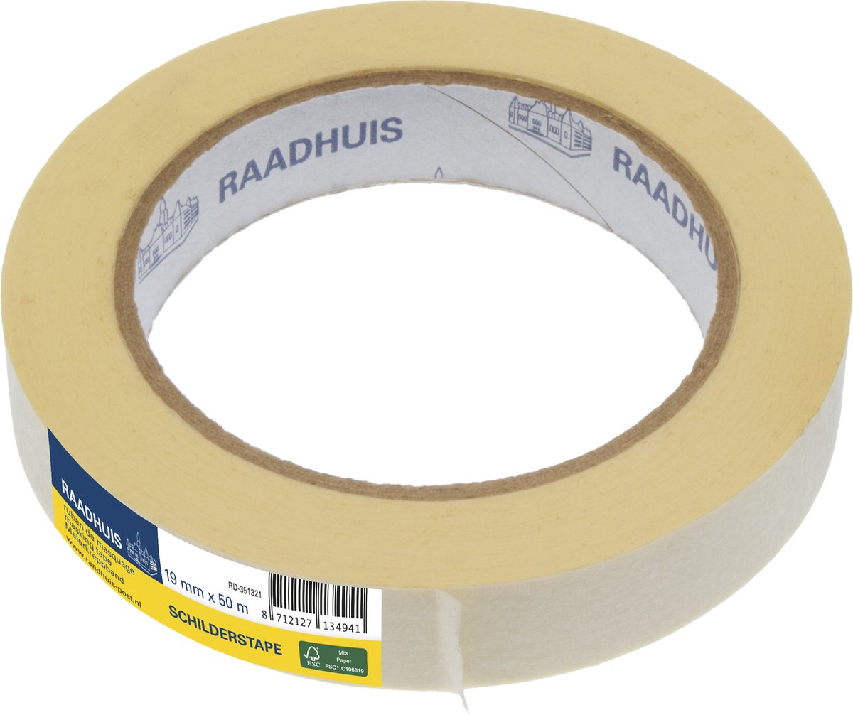 Raadhuis schilderstape - 19mm x 50m - papier - universele tape - RD-351321