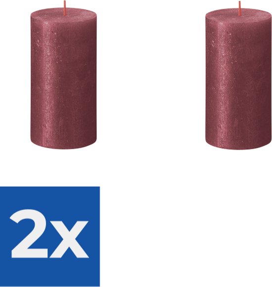 Bolsius Stompkaars Shimmer Red - 13 cm / Ø7 cm - Voordeelverpakking 2 stuks
