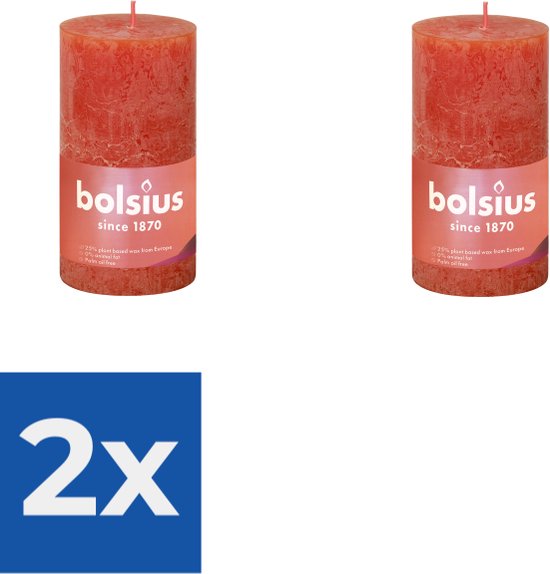 Bolsius Stompkaars Earthy Orange Ø68 mm - Hoogte 13 cm - Oranje - 60 Branduren - Voordeelverpakking 2 stuks