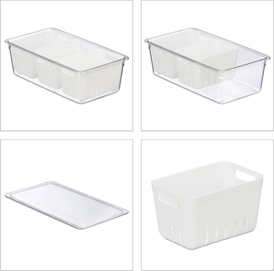 Organisateur de koelkast Relaxdays - lot de 3 - conteneurs de koelkast - empilables - conteneurs de stockage