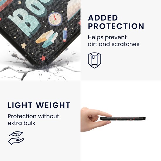 kwmobile e-reader hoesje geschikt voor Tolino Shine 3 hoes - E reader flip case met magnetische sluiting - Ereader cover - Read More Books design in blauw / geel / groen van kwmobile — afbeelding 4