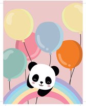 Diamond Painting Knutselset Kind 6+ - Panda Ballonnen Regenboog Cartoon - Kaart - incl. Pen - 15x20cm