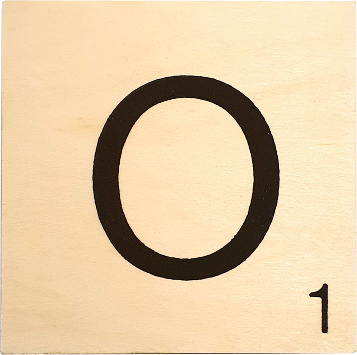 Houten Bordje 10x10x0.5cm - O - Zwarte Letter/Woordwaarde - Onbehandeld - Onderzetter/Homedeco