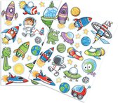 Stickers - Ruimtevaart & Aliens Cartoonstyle - Scrapbook Hobby DIY Stickervel - 1-9,5cm - 43 Stuks