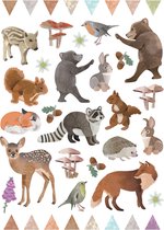 Stickers - Bosdieren Forest Animals - Scrapbook Hobby DIY Stickervel - 1.5-7cm - 80 Stuks