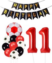 Cijfer Ballon 11 | Snoes Champions Voetbal Plus - Ballonnen Pakket | Rood en Zwart