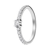 Lucardi Dames Zilveren ring met zirkonia stenen - Ring - 925 Zilver - Zilverkleurig - 16 / 50 mm