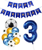 Cijfer Ballon 3 | Snoes Champions Voetbal Plus - Ballonnen Pakket | Blauw en Goud