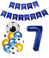 Cijfer Ballon 7 | Snoes Champions Voetbal Plus - Ballonnen Pakket | Blauw en Goud