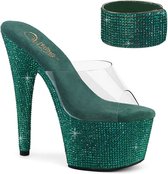 Pleaser - BEJEWELED-712RS Muiltjes - US 6 - 36 Shoes - Transparant/Groen