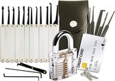 20-Piece Lock Pick Set with Transparent Padlock & False Key Kit with Credit Card Format For Beginners & Professionals