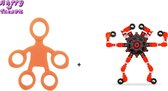 Happy Trendz® Set 2 stuks - Fidget Finger Vinger Oranje - Robot Wacky Track Spinner - TikTok Fingerstretch Oranje - Cadeau Gift Pakket - Hype - 2023 - Oranje 2 in 1 pakket