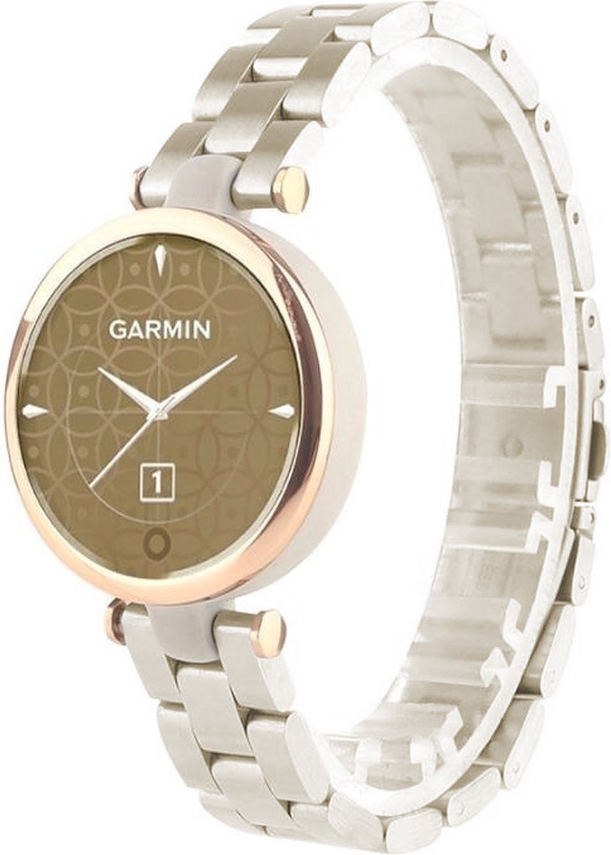 Strap-it Stalen schakel bandje - geschikt voor Garmin Lily (champagne goud)
