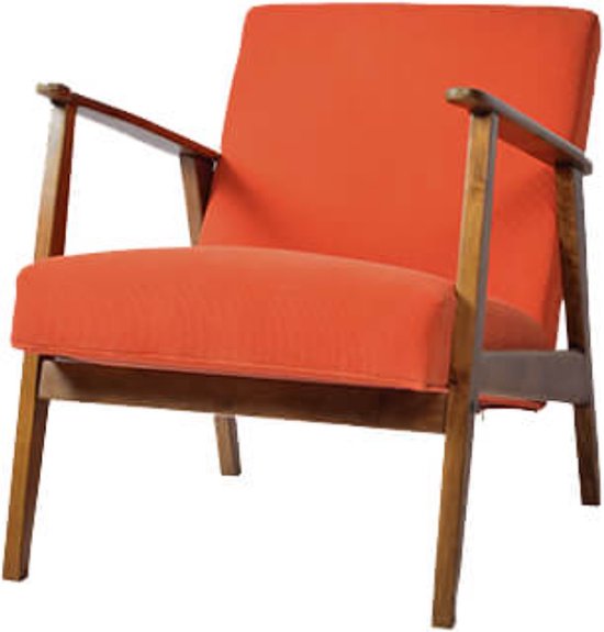 Stoel - fauteuil - vintage stoel - rib stof oranje - by Mooss - Breedte 65cm