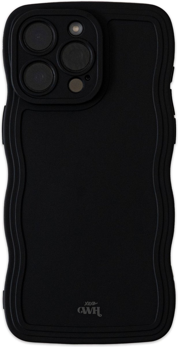 xoxo Wildhearts Wavy case Black telefoonhoesje - Geschikt voor iPhone 15 Pro - Golvend hoesje - Silicone case met golven - Zwart