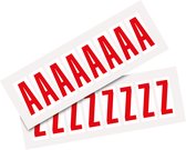 Set letter stickers alfabet - 26 kaarten - rood wit teksthoogte 50 mm