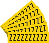 Letter stickers alfabet met laminaat - 5 x 10 stuks - geel zwart Letter Z teksthoogte 40 mm