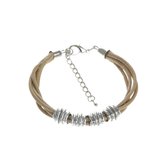 Behave Bracelet marron avec perles couleur argent 18 cm