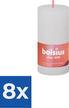 Bol.com Bolsius Stompkaars Cloudy White Ø50 mm - Hoogte 10 cm - Wit - 30 branduren - Voordeelverpakking 8 stuks aanbieding