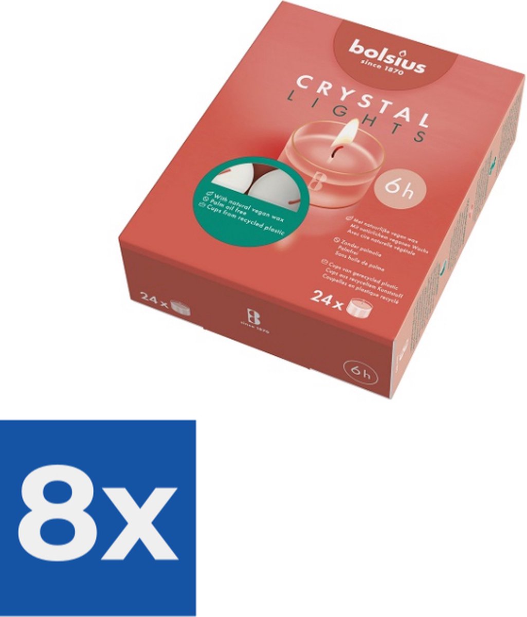 Bolsius Clearcup theelicht wit 6u 24st doos Voordeelverpakking 8 stuks