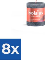 Bolsius Stompkaars 8 cm / Ø6-8 cm Rustiek Slate Blue - Voordeelverpakking 8 stuks