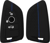 kwmobile autosleutel hoesje geschikt voor BMW 3-knops Smart Key autosleutel - Autosleutel behuizing in zwart / blauw