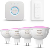 Philips Hue Starterspakket White and Color Ambiance GU5.3 - 2 Hue Lampen, Dimmer Switch en Bridge - Eenvoudige Installatie - Werkt met Alexa en Google Home