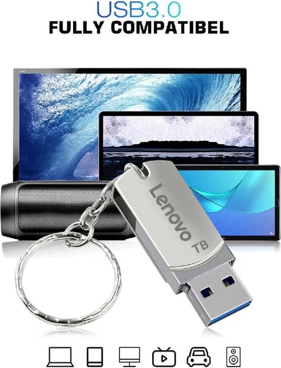 Clé USB Lenovo 3.0 - 4 To Métal - Haute vitesse - Flash Drive