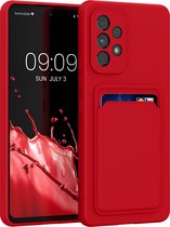 kwmobile telefoonhoesje geschikt voor Samsung Galaxy A53 5G - Hoesje met pasjeshouder - TPU case in rood