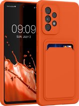 kwmobile telefoonhoesje geschikt voor Samsung Galaxy A53 5G - Hoesje met pasjeshouder - TPU case in oranje