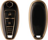 kwmobile autosleutel hoesje geschikt voor Suzuki Sport 2-knops autosleutel Keyless Go - autosleutel behuizing in zwart / goud