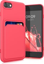 kwmobile telefoonhoesje geschikt voor Apple iPhone SE (2022) / iPhone SE (2020) / iPhone 8 / iPhone 7 - Hoesje met pasjeshouder - TPU case in neon roze