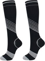 Sport sokken - Sokken - Compressiekousen - Lange sokken - Voor Dames En Heren - Zwart/Grijs - Maat 35-39