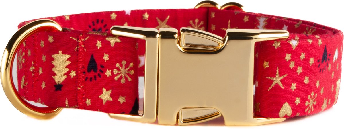 Awesome Paws Halsband Hond - Honden Halsband Kerst - Rood - L
