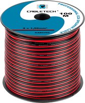 Cabletech - Speaker kabel luidsprekersnoer CCA rood / zwart 2x 1.5mm Haspel 100m