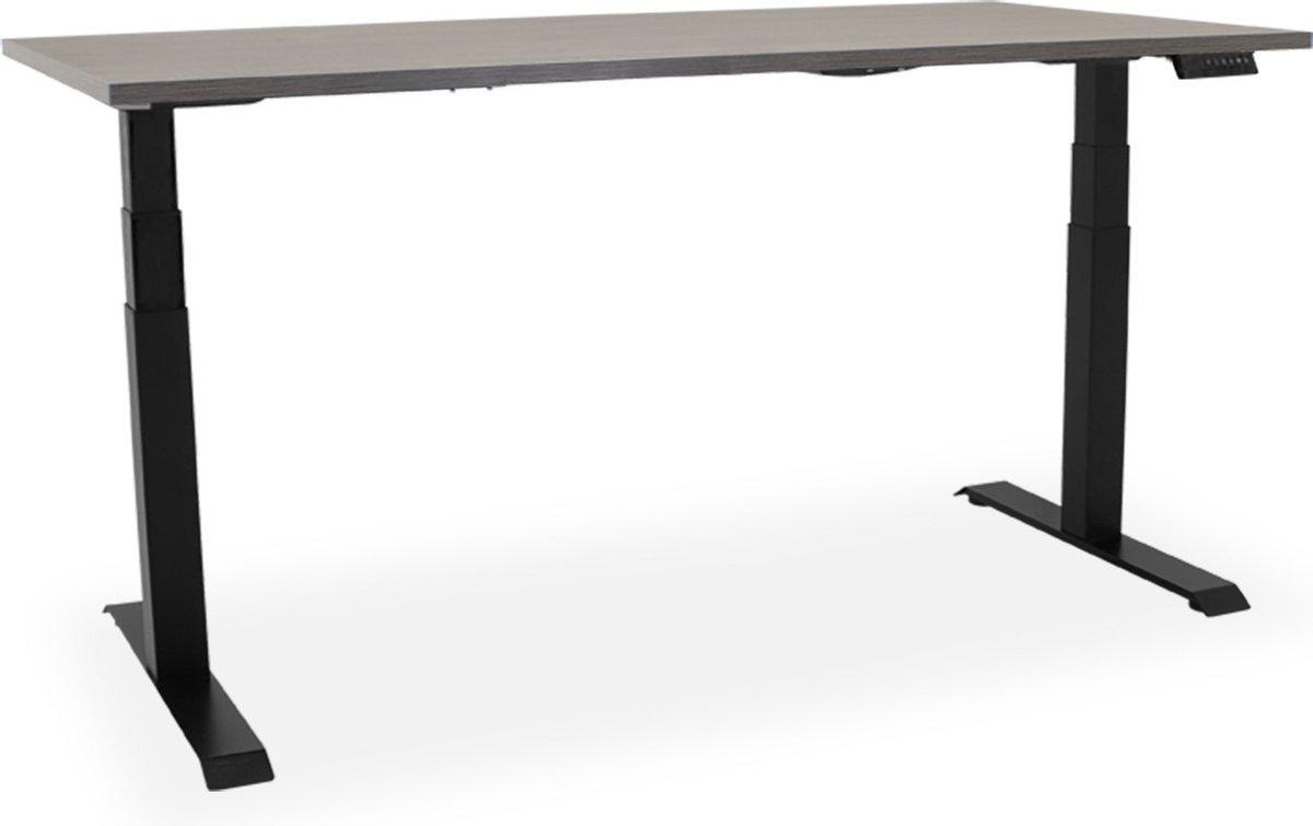 Officetopper Elektrisch zit-sta bureau Essential NPR - 180x80cm - dark oak/zwart