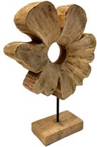 Beeld - hout beeld - bloem op standaard - by Mooss - Hoog 40.5 cm