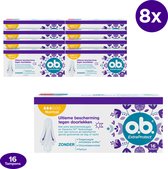 o.b. ExtraProtect Normaal - tampons - gemiddelde tot zwaardere menstruatiedagen - 8 x 16 stuks