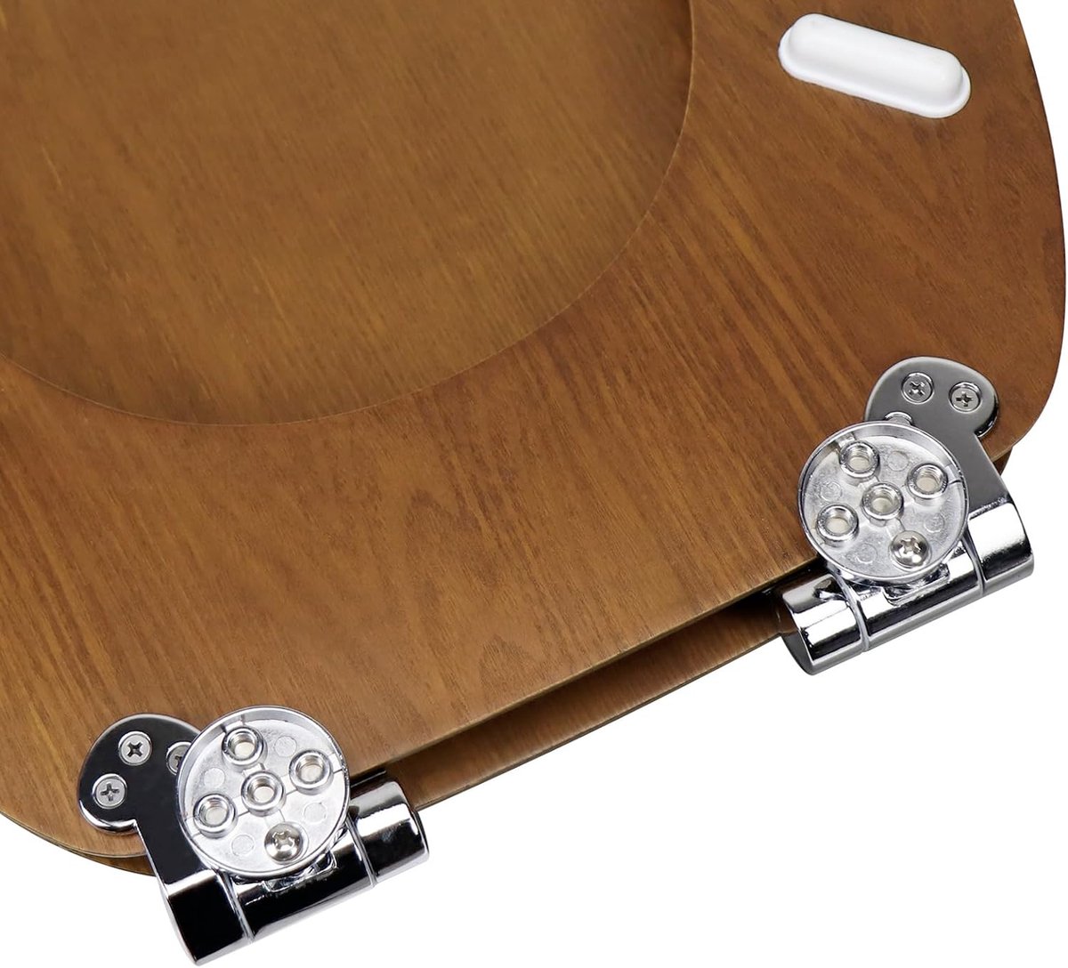 Wc-bril van hout, toiletdeksel met softclosemechanisme
