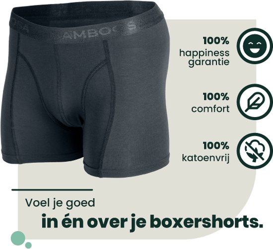 Boxers en Bamboe | Sous-vêtements en Bamboe  | Boxers anti-transpiration | Boxers sans coutures | 2 Paires - Anthracite | Taille: XXL | Merk: Bamboosa