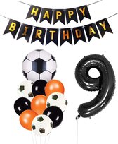 Cijfer Ballon 9 | Snoes Champions Voetbal Plus - Ballonnen Pakket | Oranje en Zwart